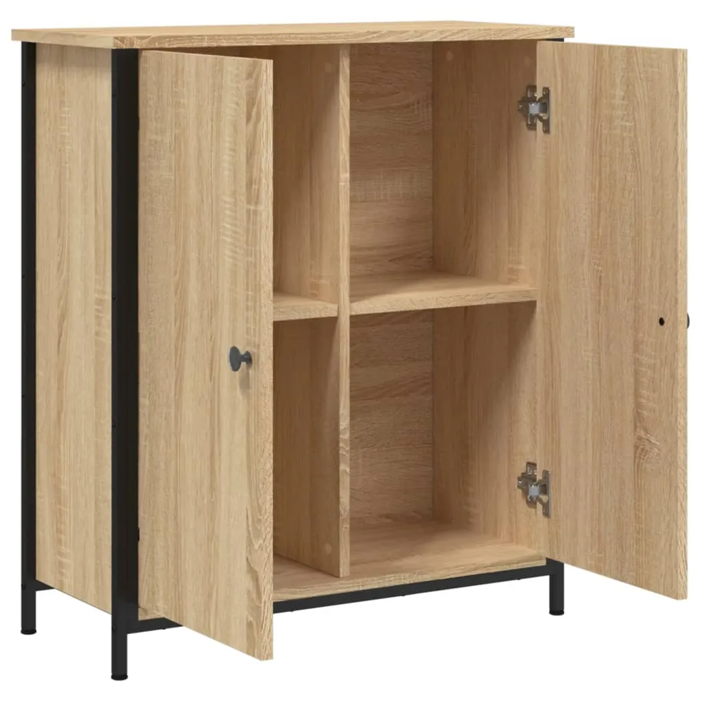 Sideboard 70x30x80 cm Sonoma-Eiche aus Holzwerkstoff und Stahl