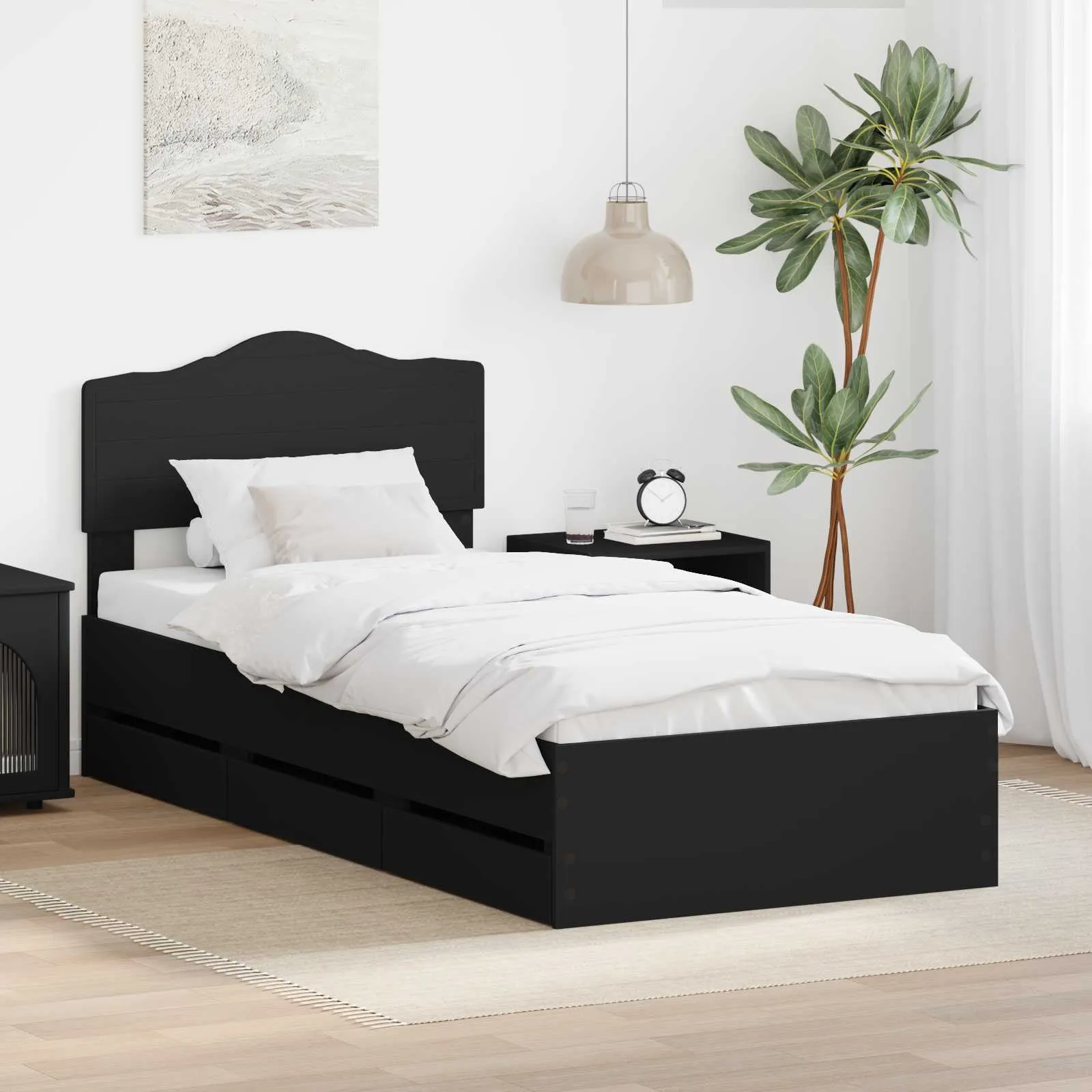 Bettgestell 196 x 78 x 90 cm Schwarz