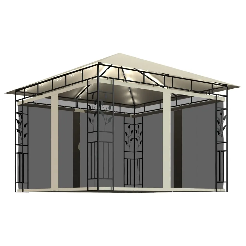 Pavillon 3x3x2,73 m Creme mit Metallrahmen und Stoffdach