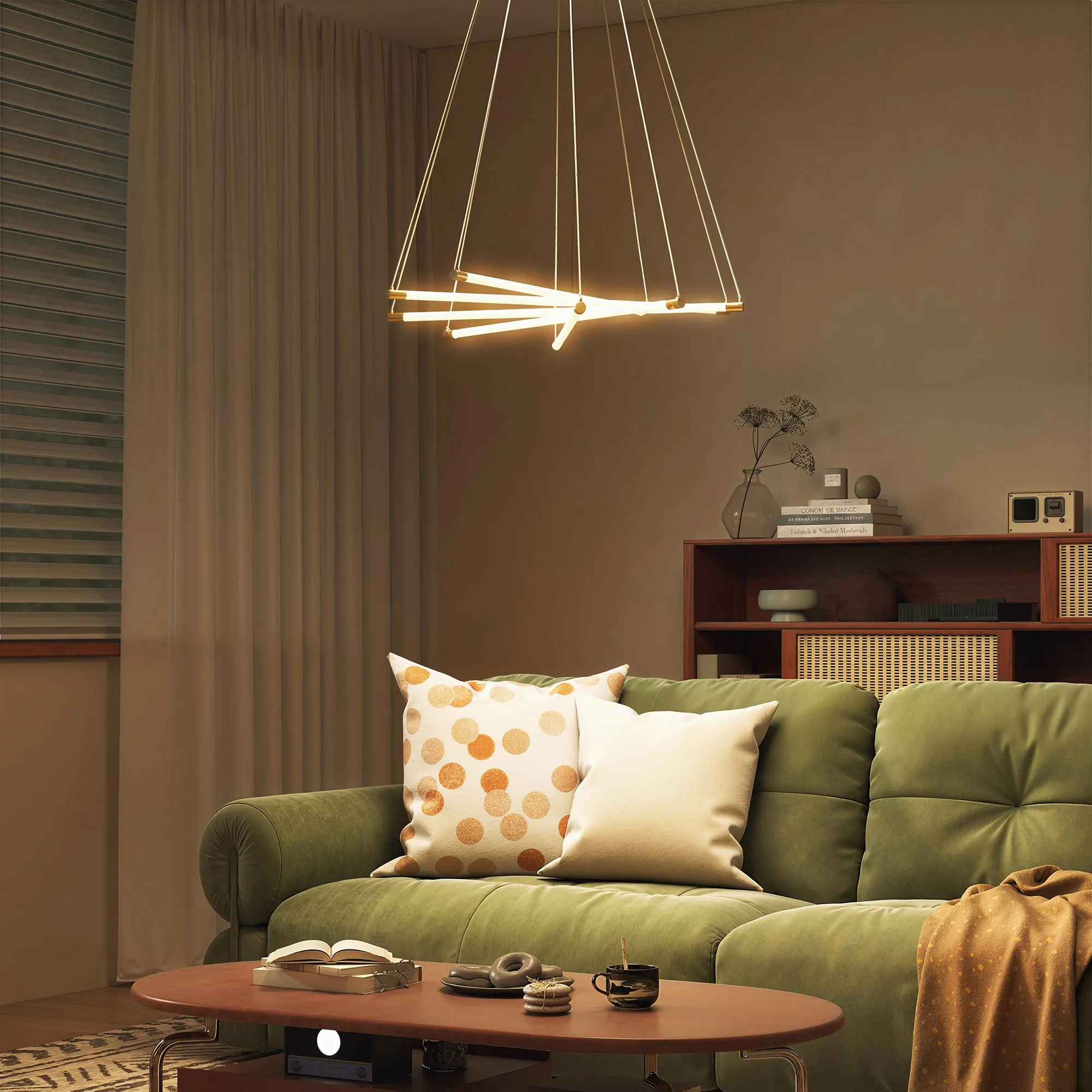 LED Pendelleuchte 50W anpassbar Metall Gold+Weiß Ø82 cm