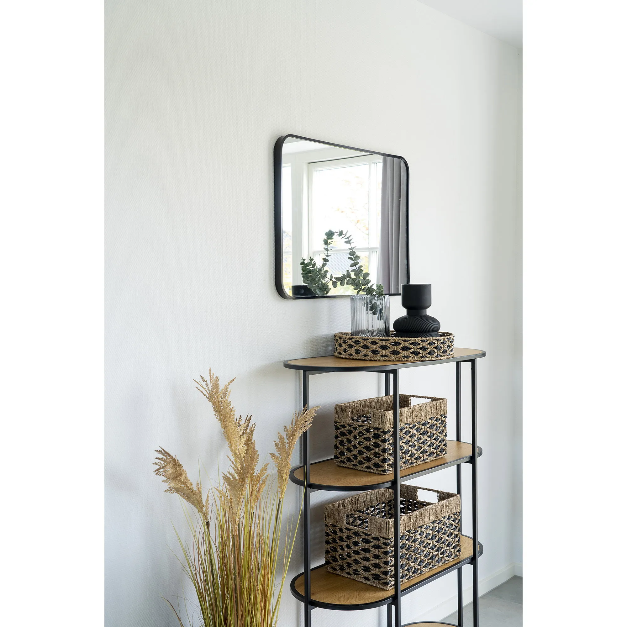 tinkaro Salar Körbe Set aus Seegras 35/40 cm Schwarz-Natur