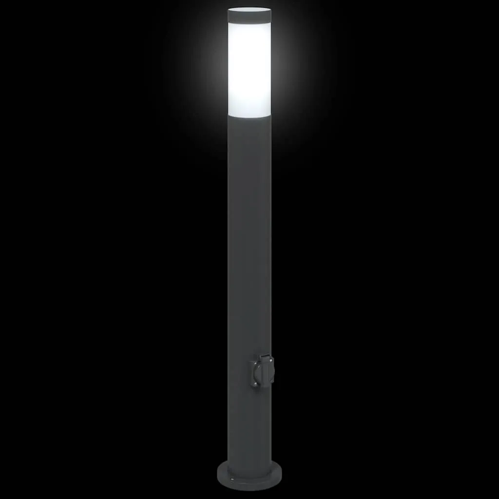 Pollerleuchte Schwarz 11 x 80 cm mit Steckdose und Diffusor