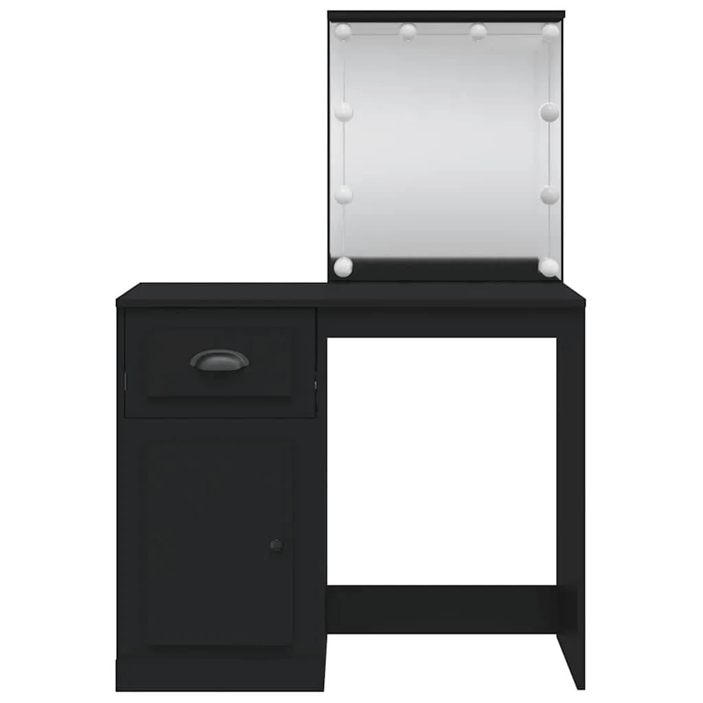Schminktisch mit Spiegel und LED-Beleuchtung 90x42x132,5 cm Schwarz