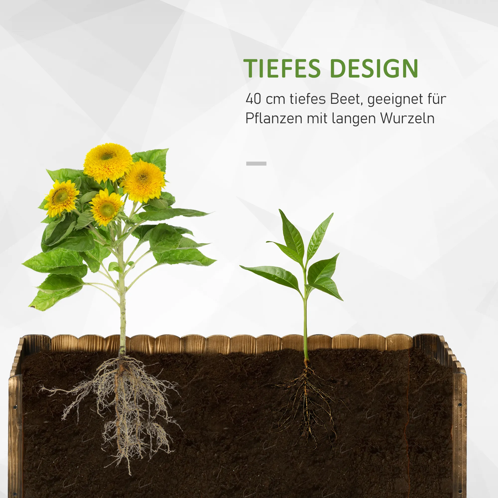 Erhöhtes Gartenbeet 120L x 40B x 40H cm in Verkohlter Optik