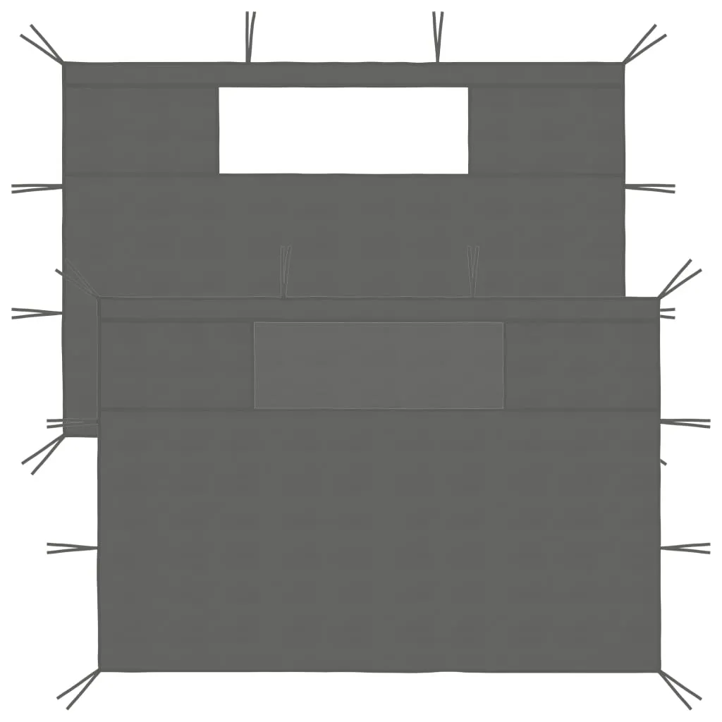 Pavillon-Seitenwand-Set Anthrazit 410x210 cm & 280x210 cm mit Fenster