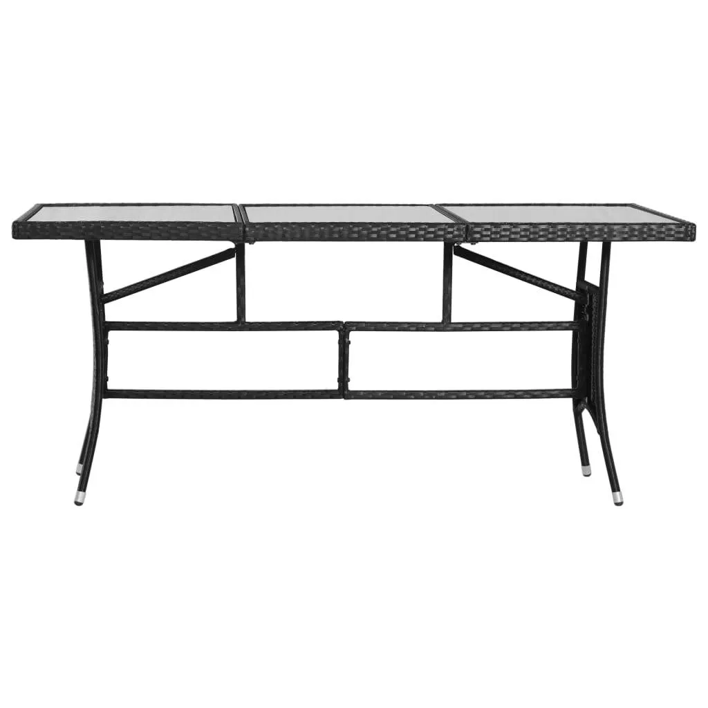 Gartentisch mit Glasplatte 170x80x74 cm Schwarz