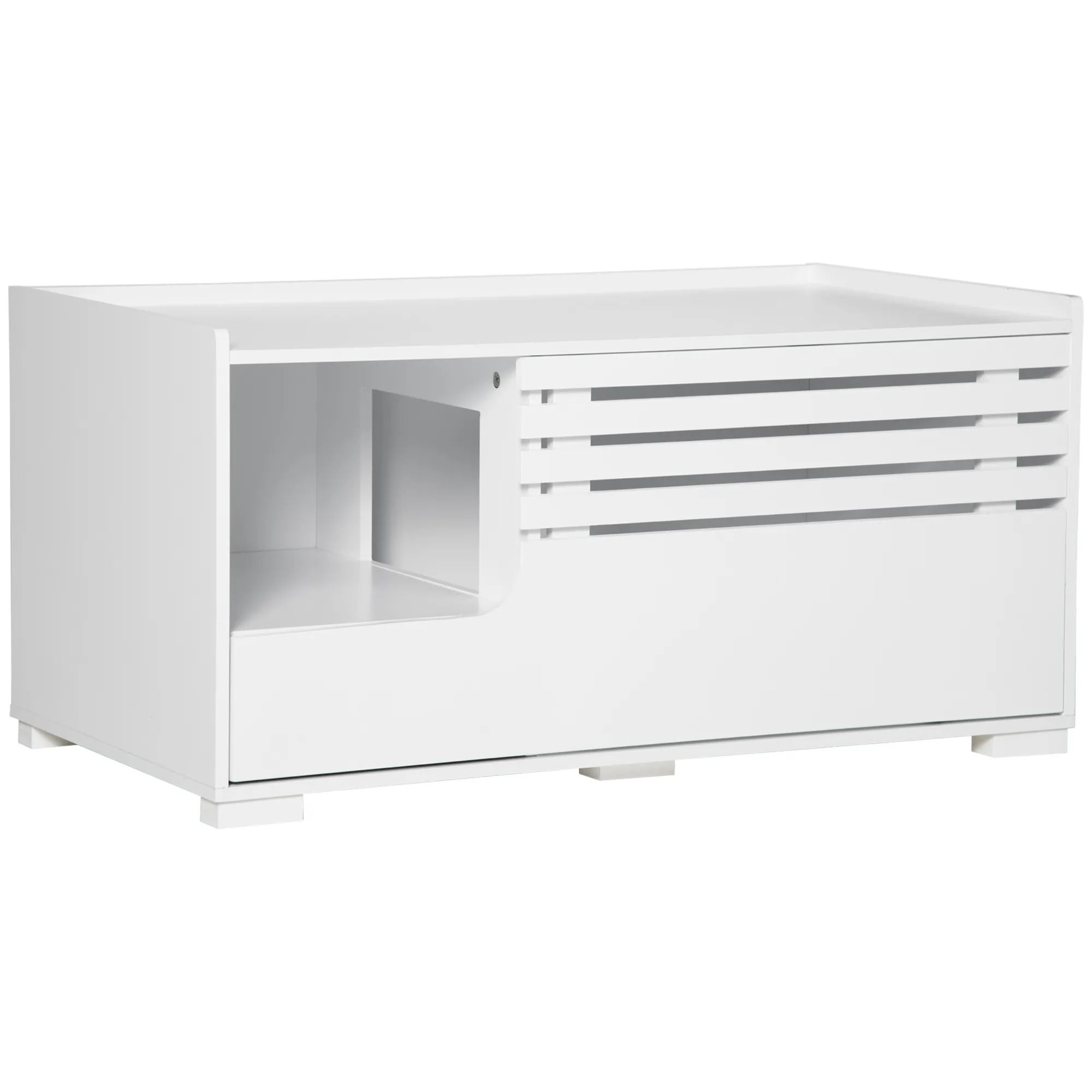 Katzentoilette Beistelltisch 90B x 48T x 43,5H cm Weiß