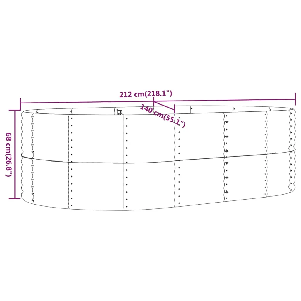 Hochbeet Grau 212x140x68 cm Verzinkter Stahl