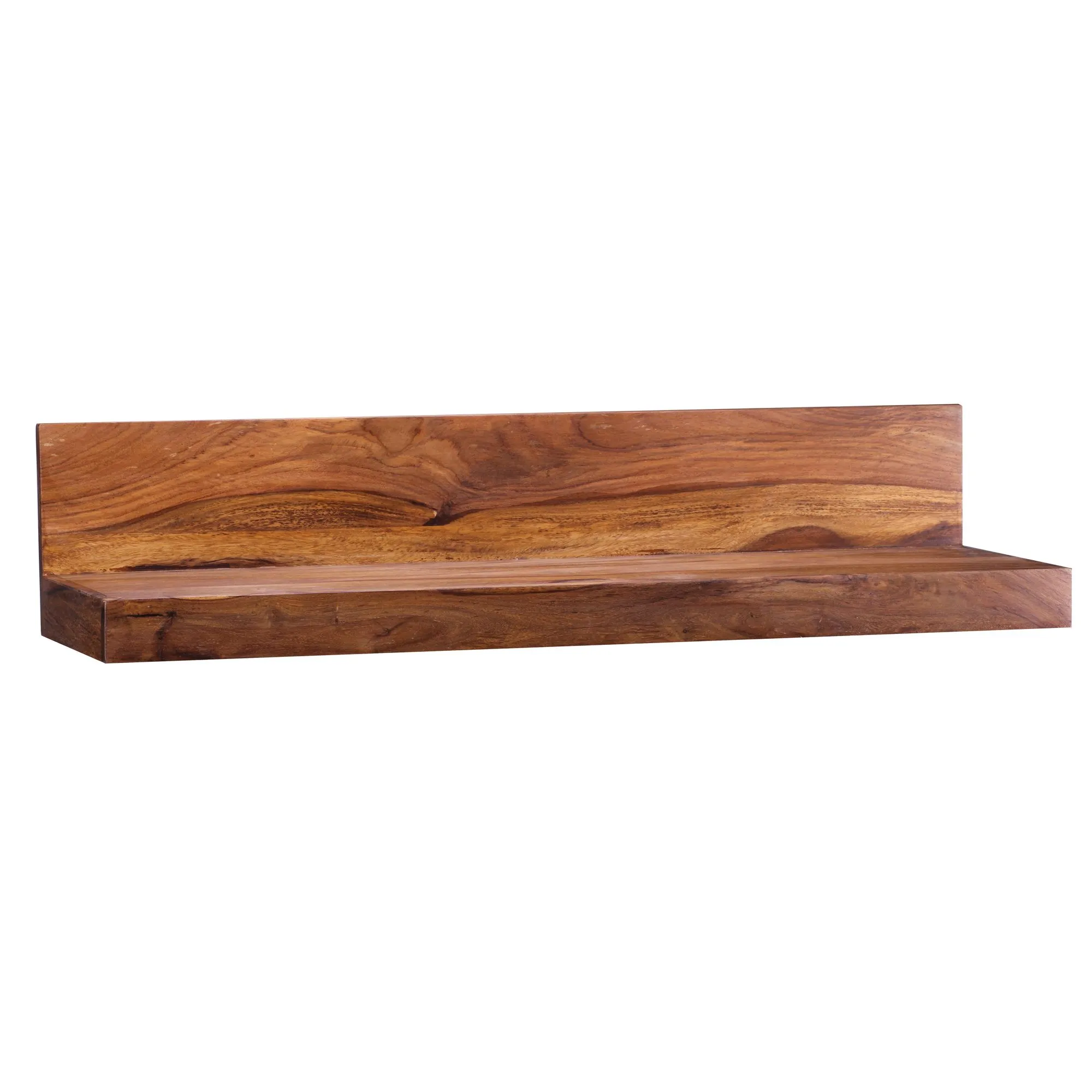 tinkaro Wandregal eckig LONI Massiv-Holz Sheesham Holzregal Braun