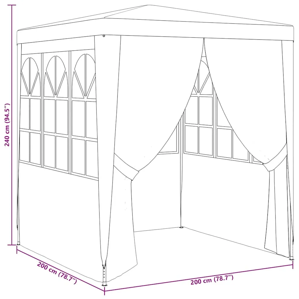 Partyzelt Blau 2 x 2 x 2,4 m mit UV- und wasserbeständigem Material