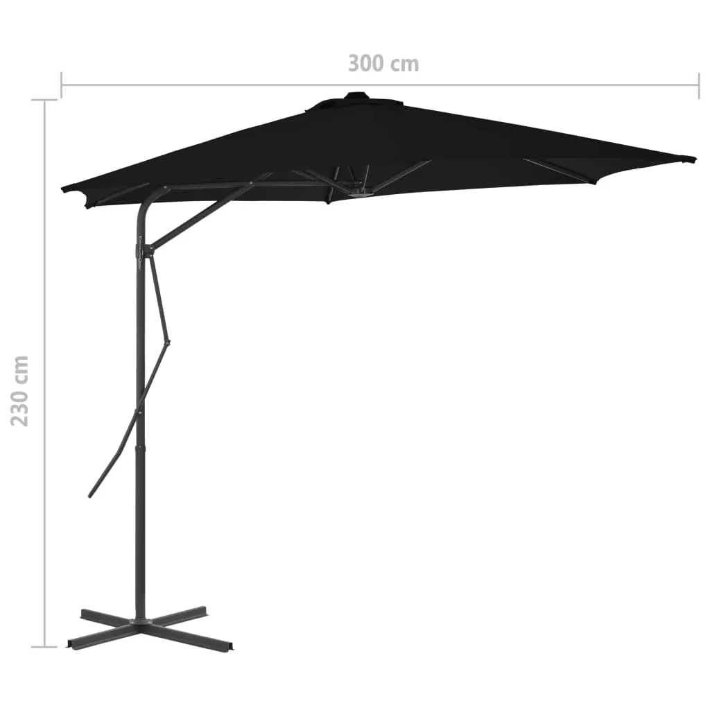 Eleganter Gartenschirm Schwarz 300x230 cm mit stabilem Stahlgestell