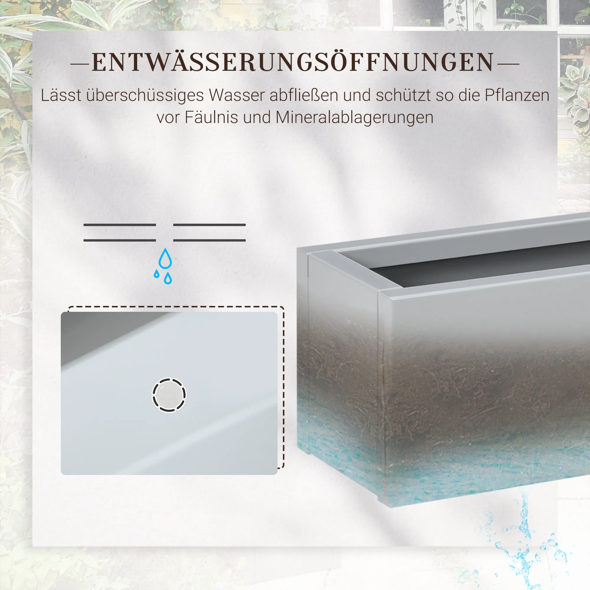 Pflanzkübel Grau 91L x 22B x 22H cm aus Stahl