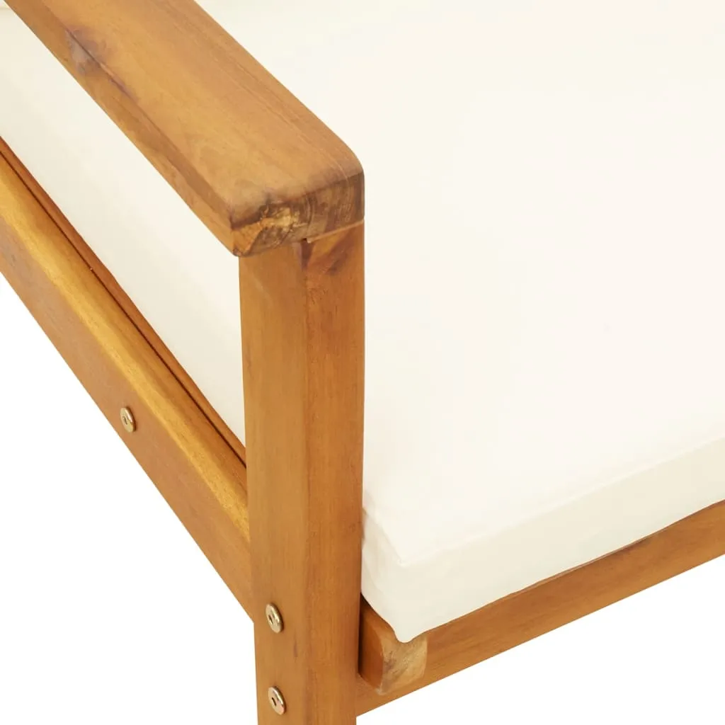 Outdoor-Sessel aus Echtholz 68x65x81 cm mit cremeweißen Kissen