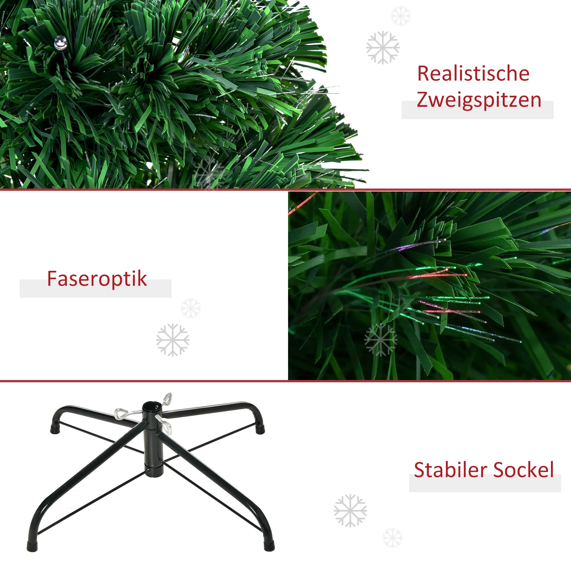 Weihnachtsbaum, Kunsttanne mit Weihnachtsschmuck, LED-Lichter, 60 x 60 x 120 cm, Grün
