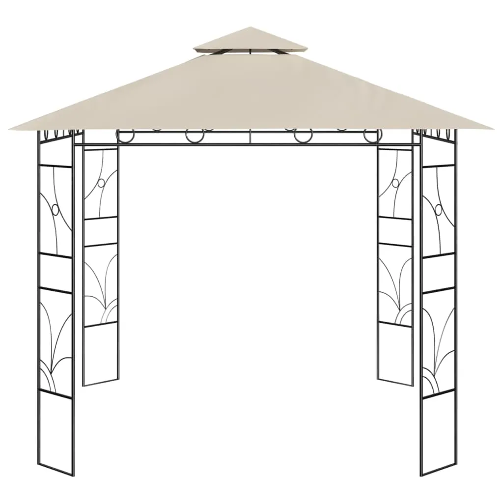 Outdoor Pavillon 300x300x270 cm Creme mit Stahlgestell und PA-beschichtetem Stoff