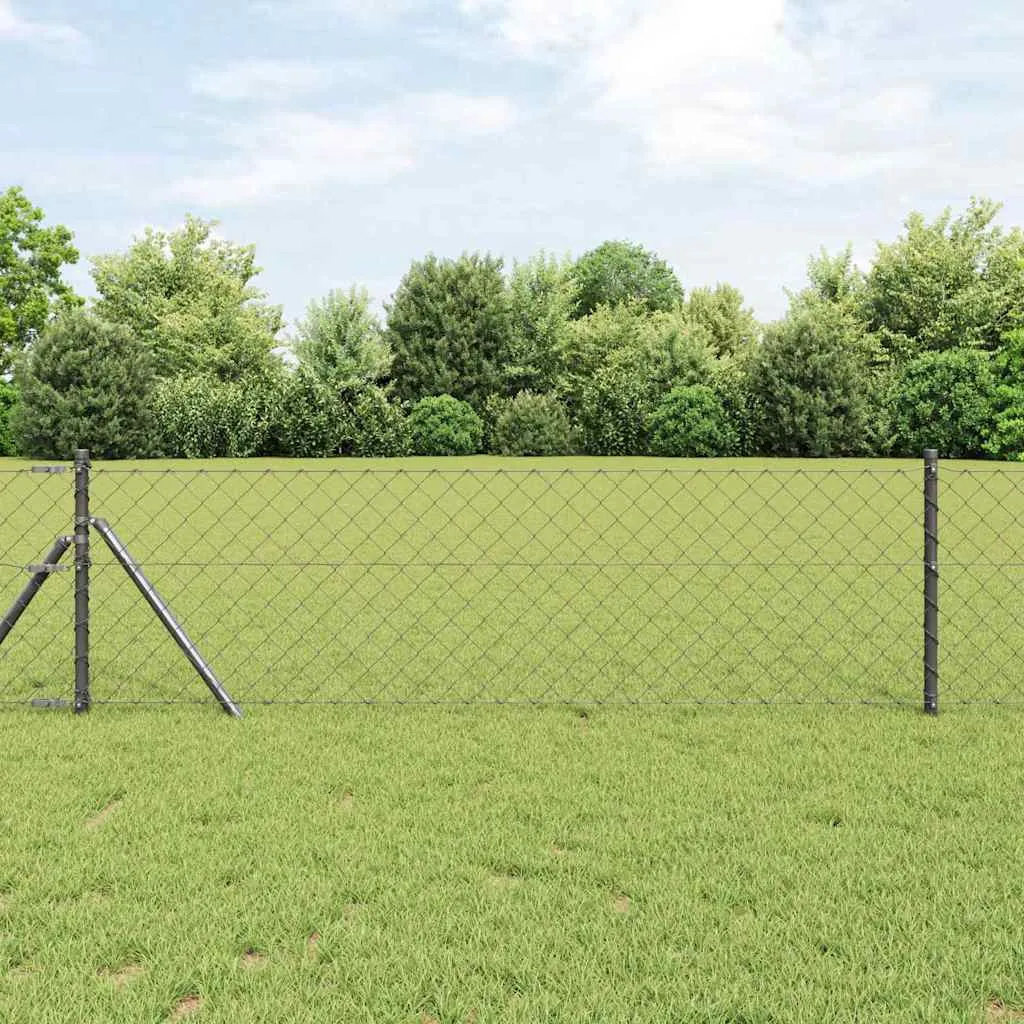 Zaunpfosten Set Stahl PVC 1000 x 3,2 x 60 cm Grau
