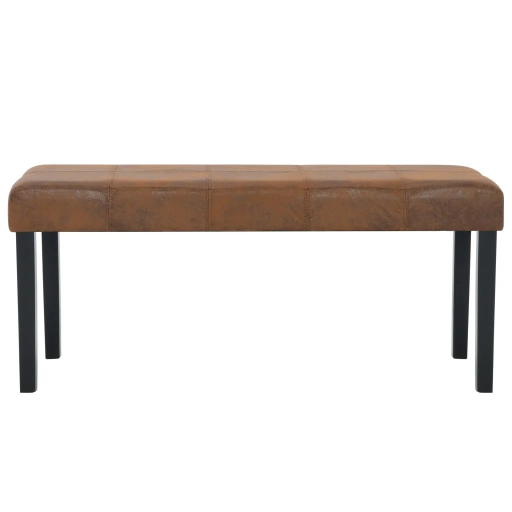 Bank in Wildleder-Optik Braun 106 x 43 x 46 cm mit Massivholzrahmen
