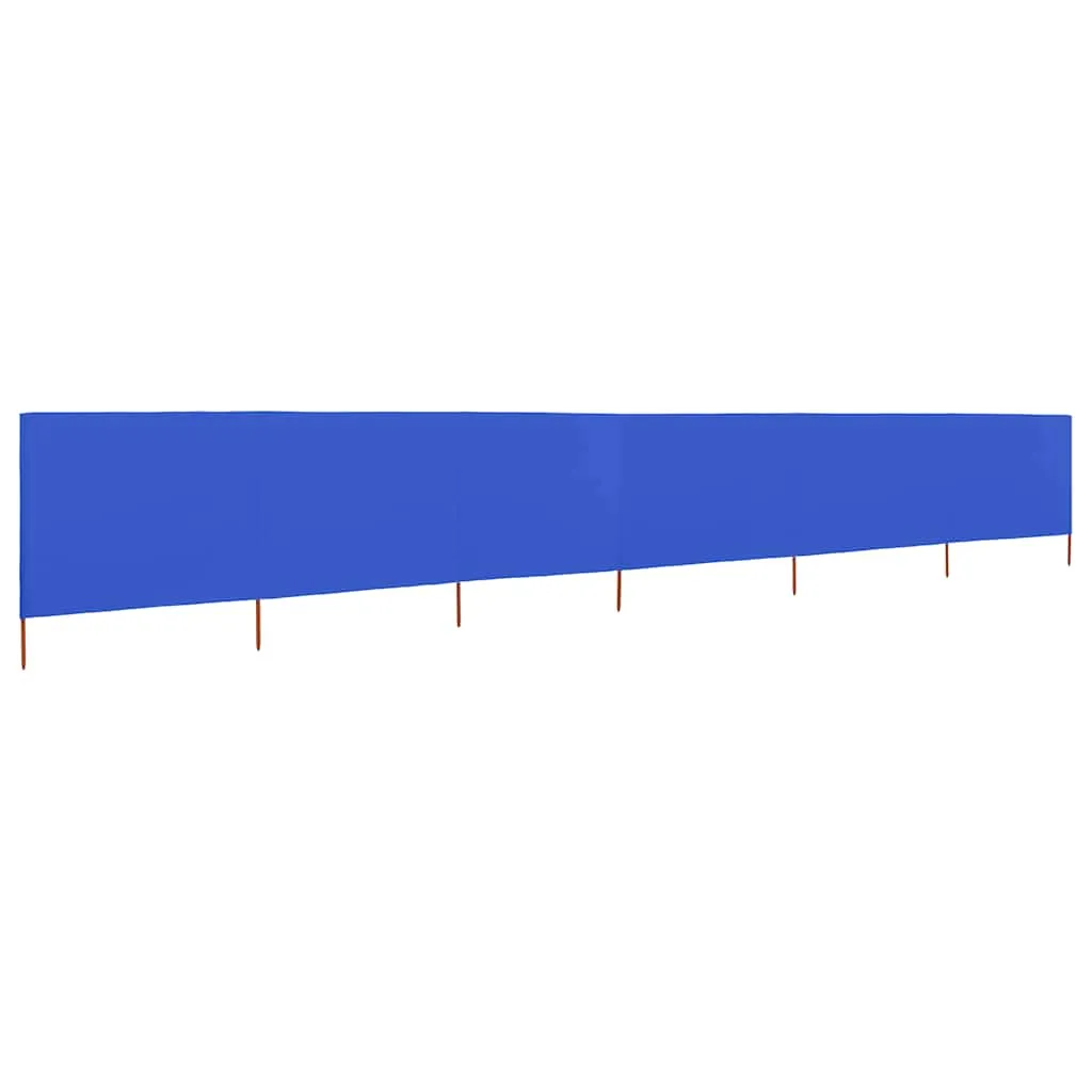 6-teiliger faltbarer Windschutz 800x160 cm in Azurblau mit Massivholzpfählen
