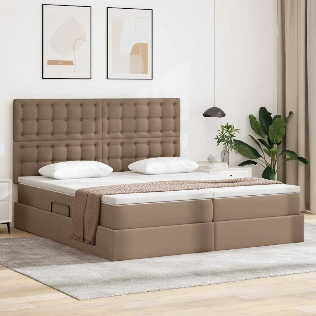 Aufbewahrungsbett mit Matratze 180 x 200 cm Cappuccino