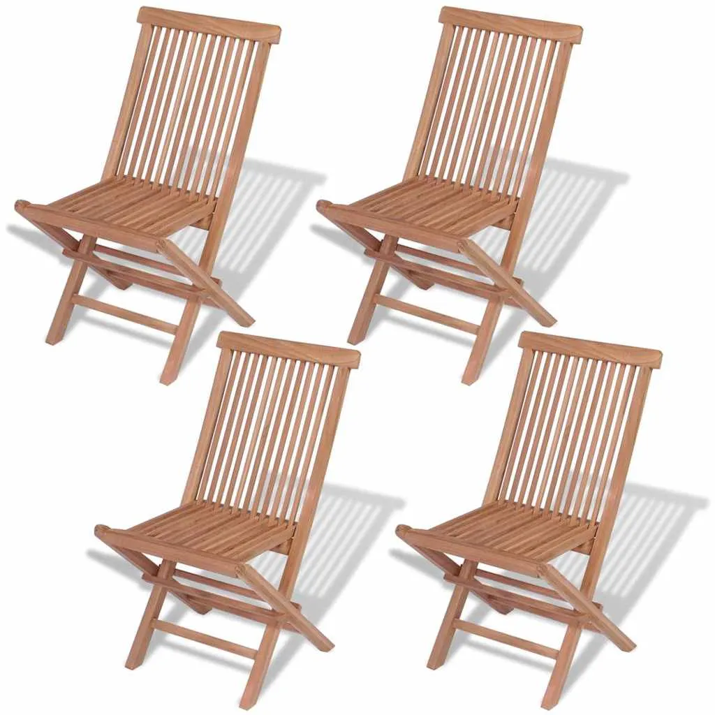 Klappstühle, 4er-Set, für Garten und Terrasse, Teakholz