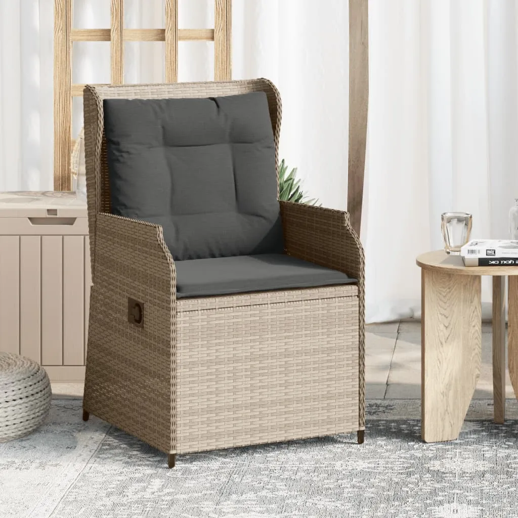 Verstellbarer Gartenstuhl Hellgrau 55x67x95 cm mit PE-Rattan & Stahlrahmen