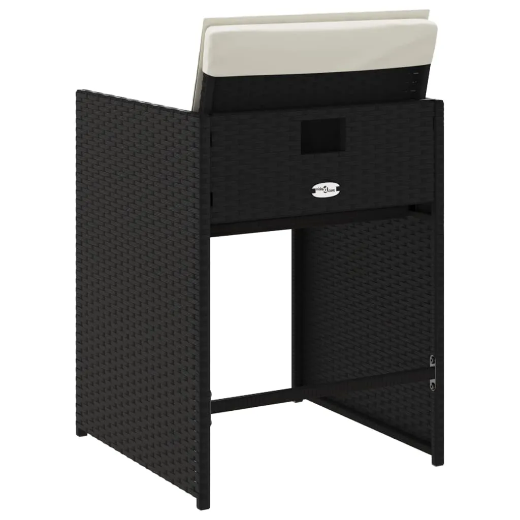 Gartenstuhl aus PE-Rattan mit Stahlrahmen 50,5x54x79 cm Schwarz