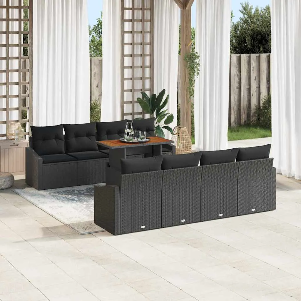 Poly-Rattan-Esszimmer-Set 100x55x73 cm in Schwarz und Braun
