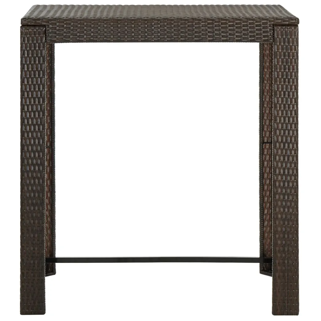 Brauner Bartisch aus PE-Rattan mit pulverbeschichtetem Stahlgestell, 100x60,5x110,5 cm