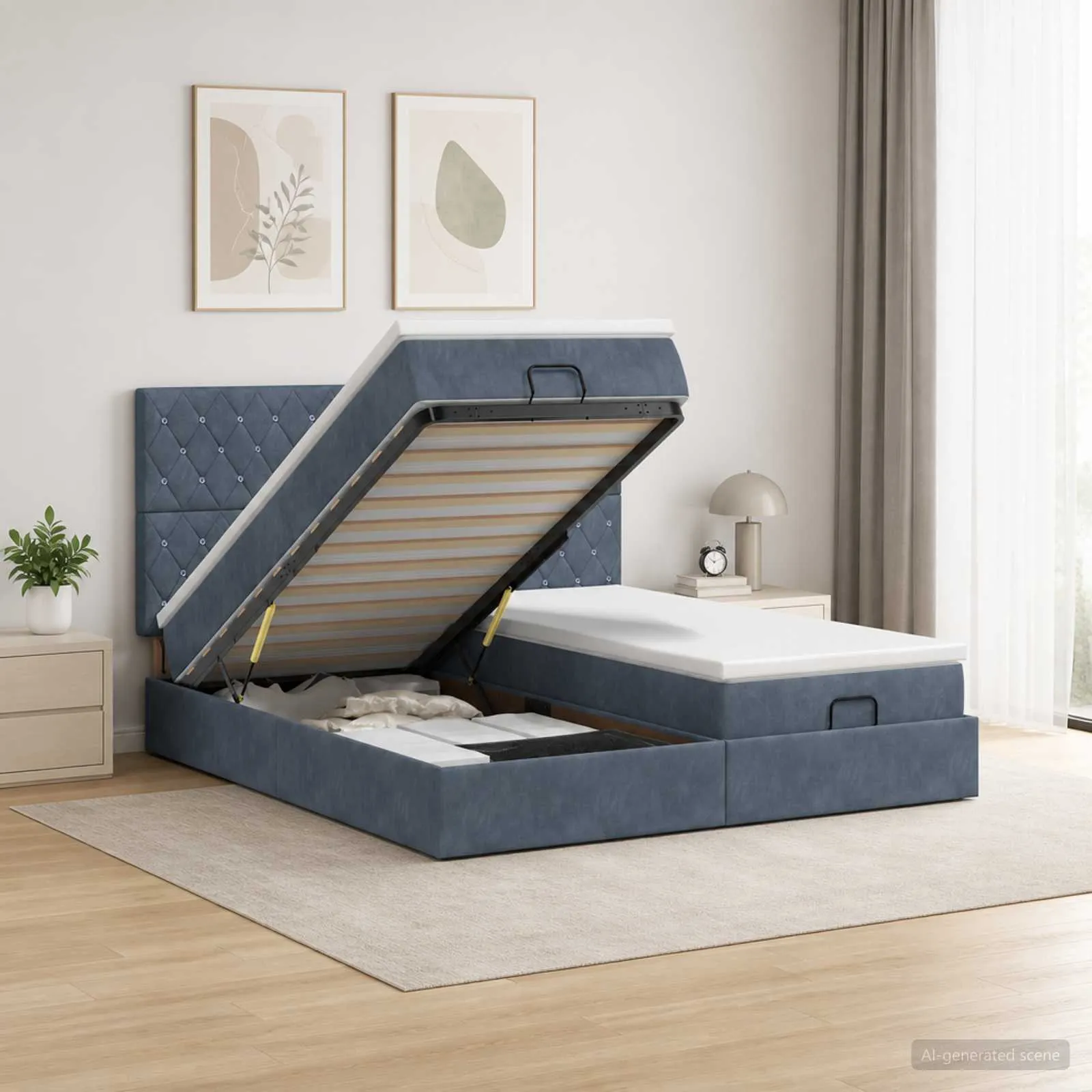 Ottomanenbett mit Matratze 203x160x88 cm Dunkelgrau