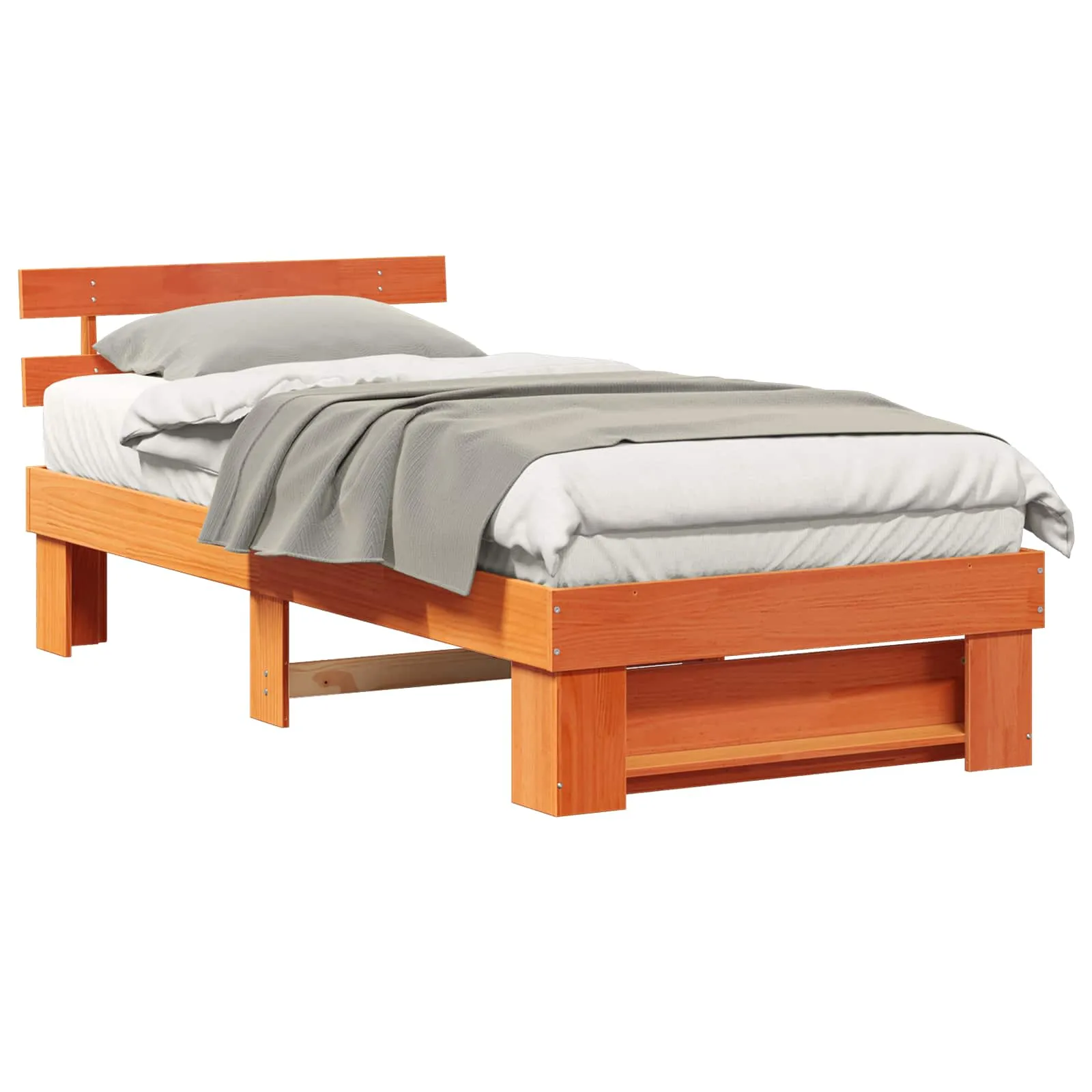 Bettrahmen Massivholz 208 x 83 x 73 cm Wachsbraun