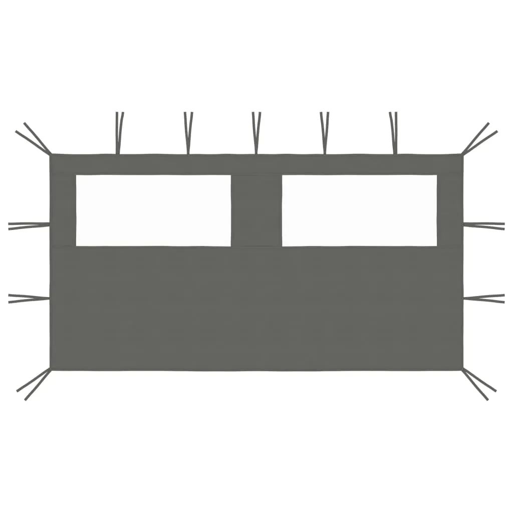 Pavillon-Seitenwand Anthrazit 4 x 2 m mit PVC-Fenster