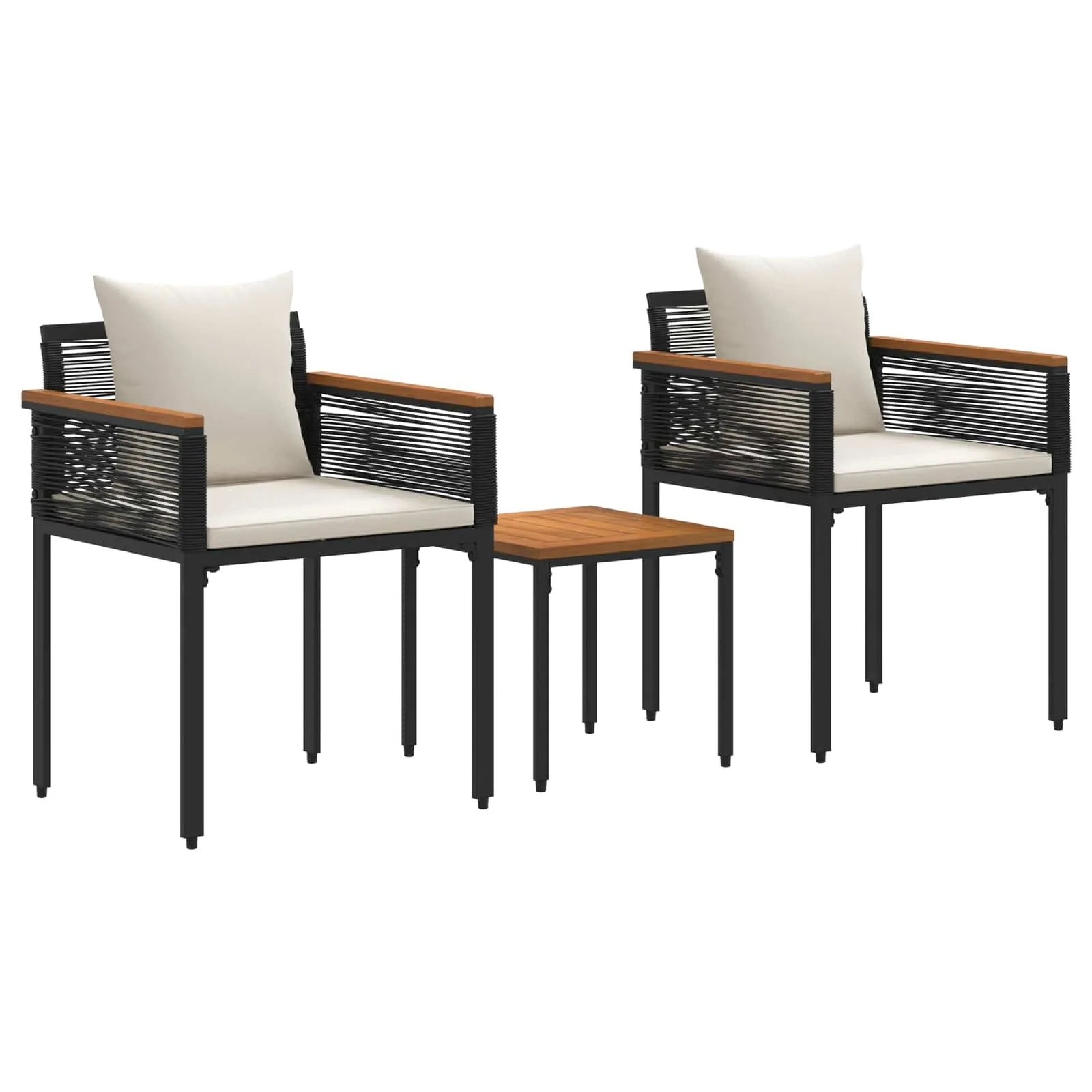 Rustikales Möbelset Schwarz und Cremeweiß 2x Sessel 58x54x74,5 cm