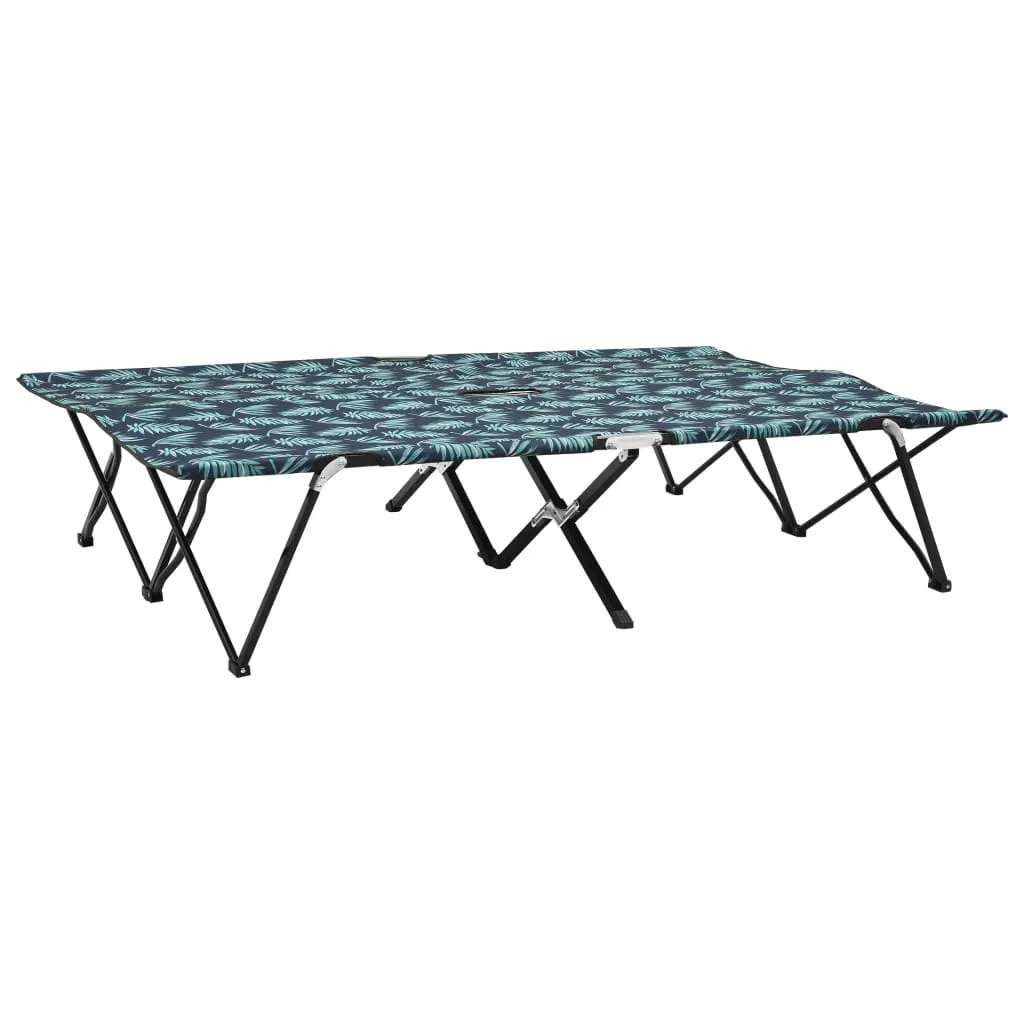 Klappbare Doppelliege Campingbett 194x124x44 cm Grau mit Stahlgestell