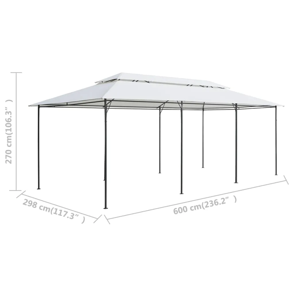 Gartenpavillon Weiß 600 x 298 x 270 cm mit Stahlrohrrahmen