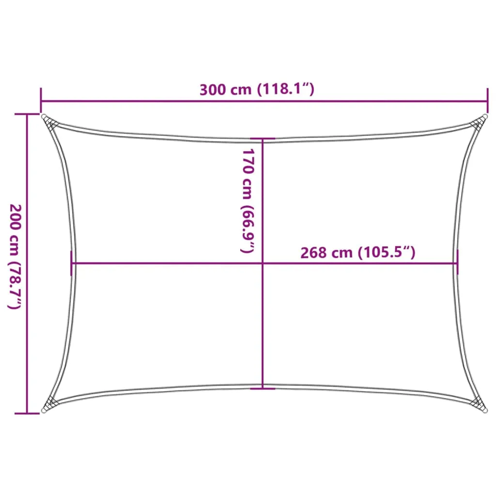 Sonnensegel 3 x 2 m Hellgrau aus Polyester-Oxford mit PU-Beschichtung