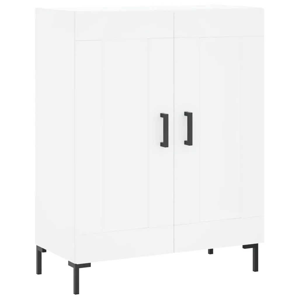 Weißes Highboard aus Holzwerkstoff mit Metallfüßen 69,5 x 34 x 180 cm