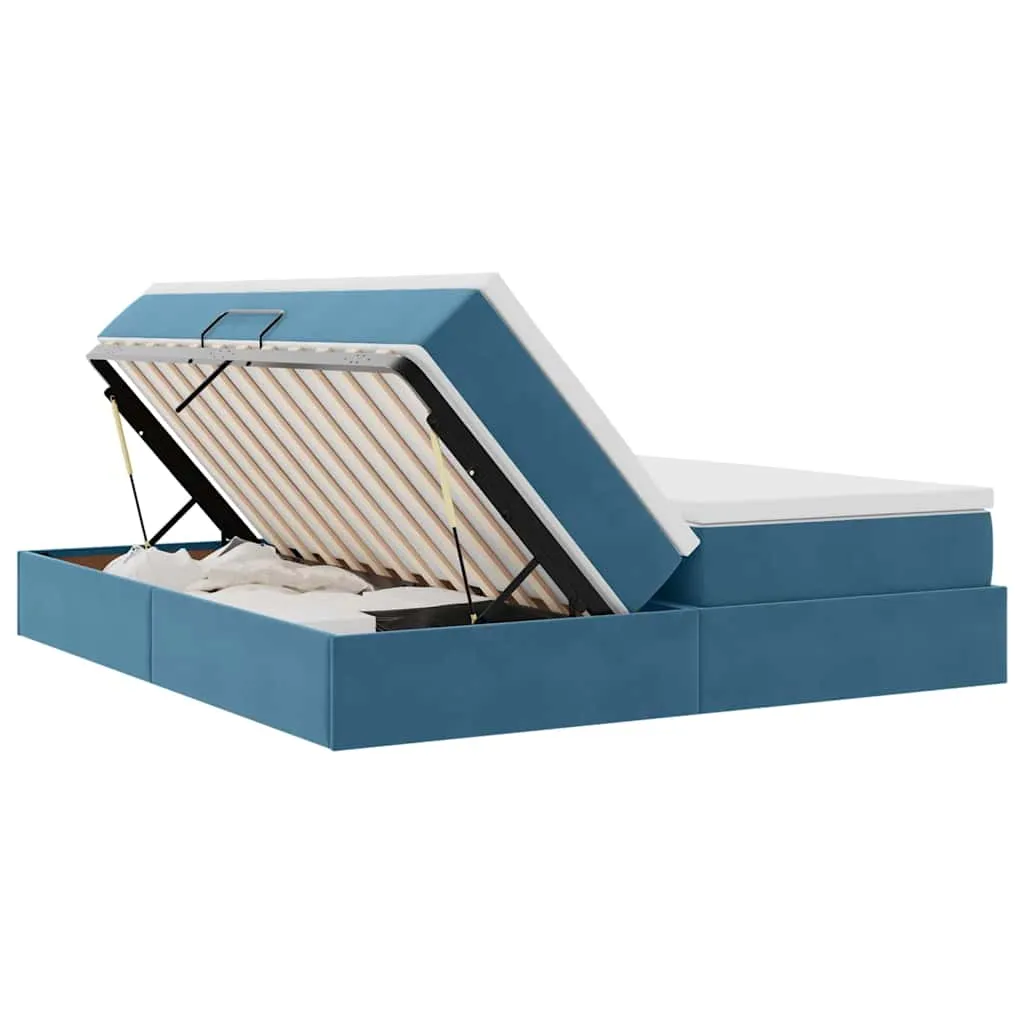 Stauraumbett mit Matratze 204 x 200 x 48,5 cm Dunkelblau