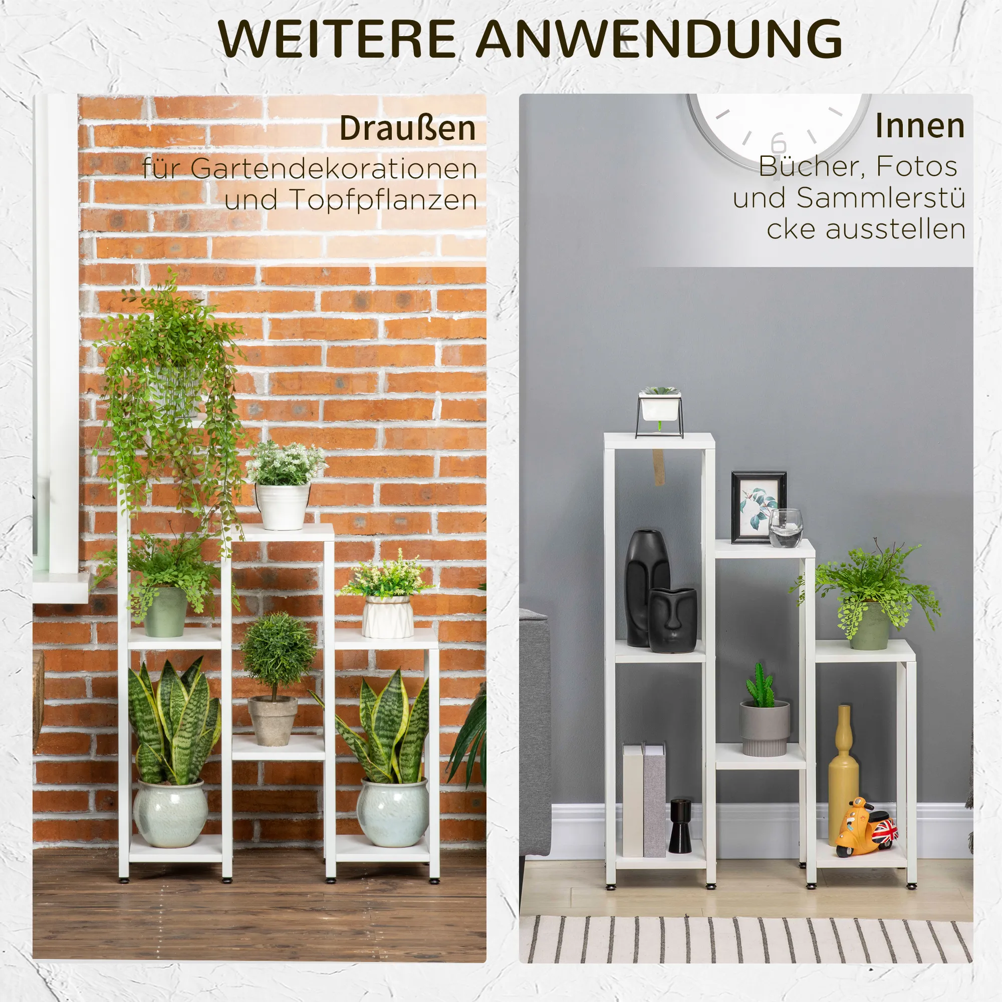 Dekorativer Blumenständer 65L x 23B x 94,5H cm in Weiß