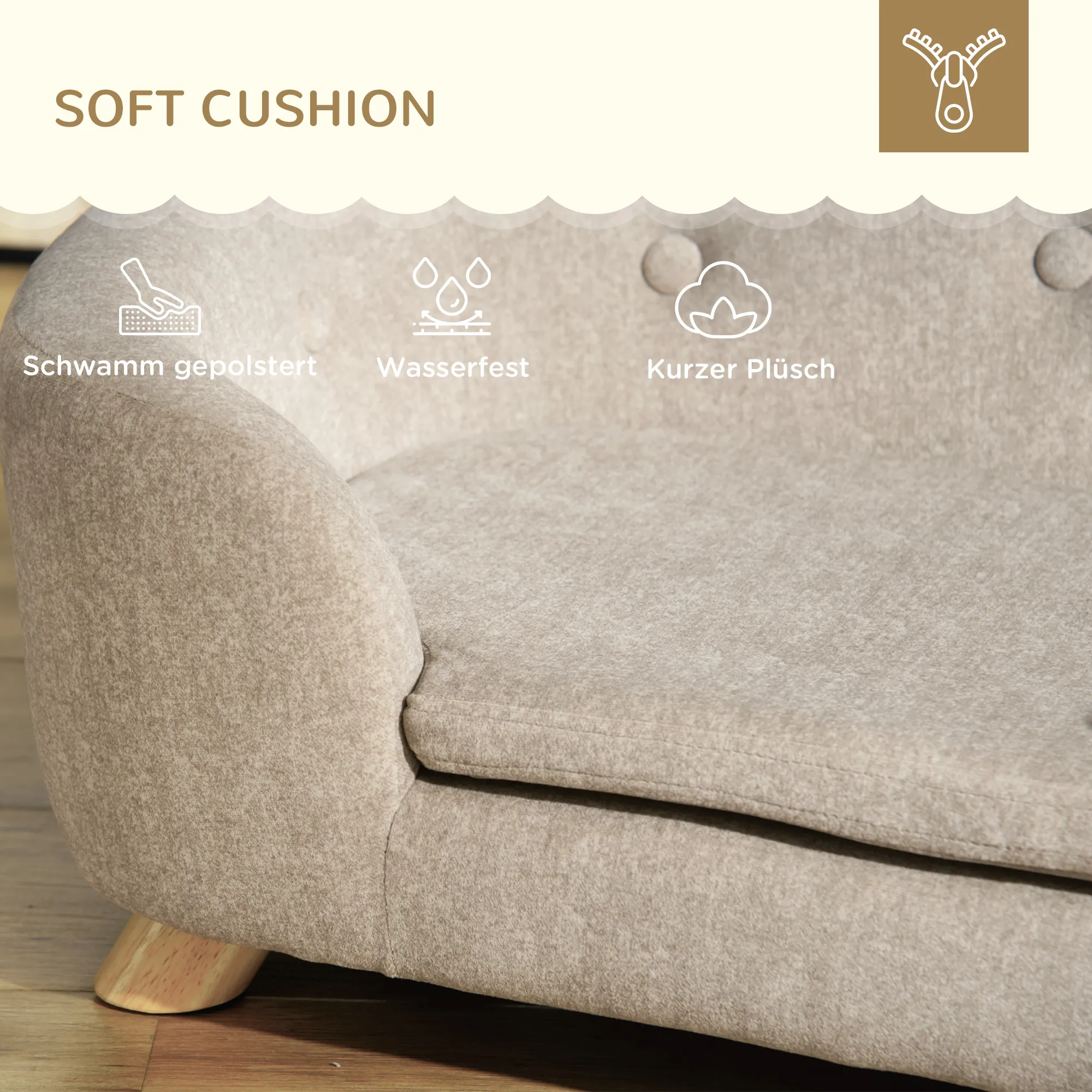 Erhöhtes Hundesofa 70B x 47T x 30H cm in Cremeweiß
