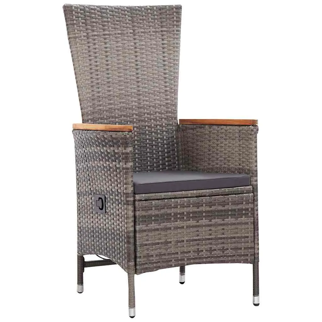 Garten-Dinette-Set 4 Sitzplätze Grau mit Echtholz Armlehnen und Pulverbeschichtung