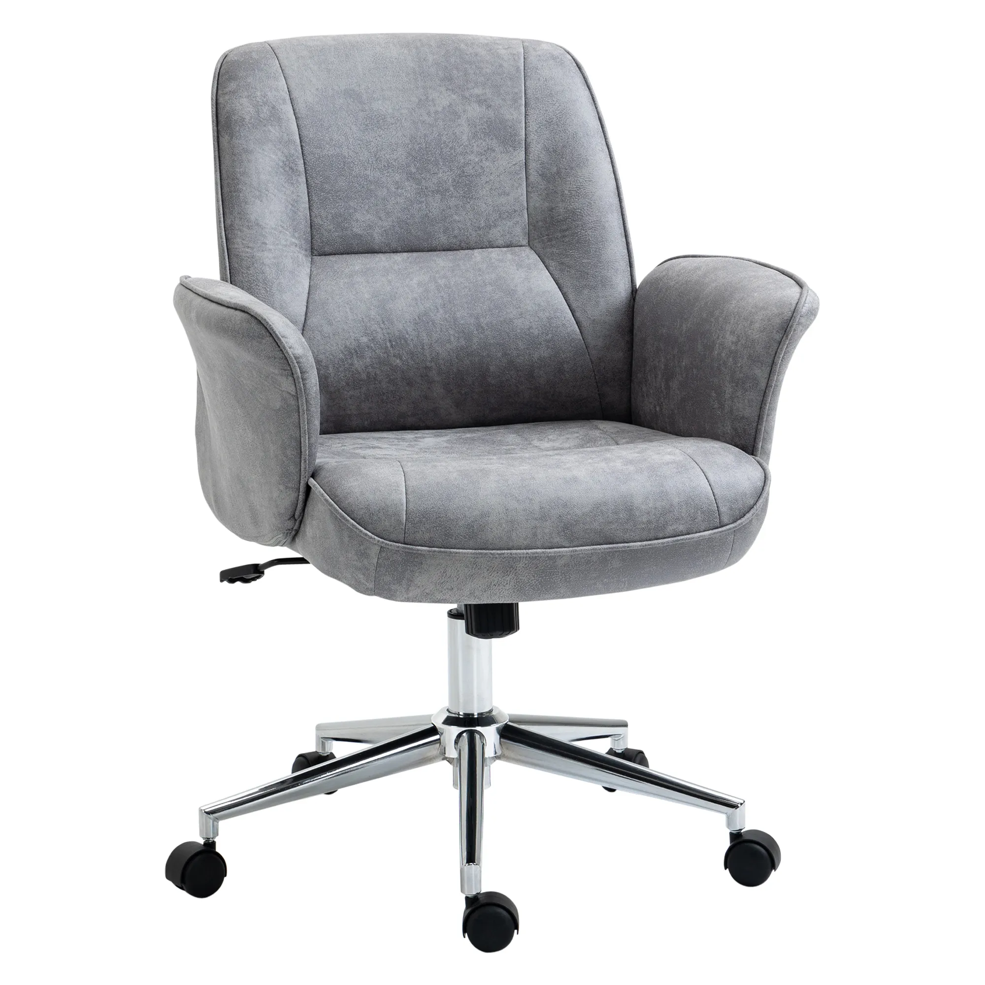 Bürostuhl mit Wippfunktion Schreibtischstuhl höhenverstellbarer Drehstuhl ergonomischer Arbeitsstuhl modern Belastbar bis 120 kg Mikrofaser Hellgrau 67 x 69 x 92-102 cm