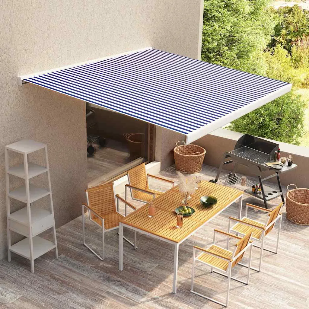Terrassenmarkise Blau und Weiß 400 x 300 cm