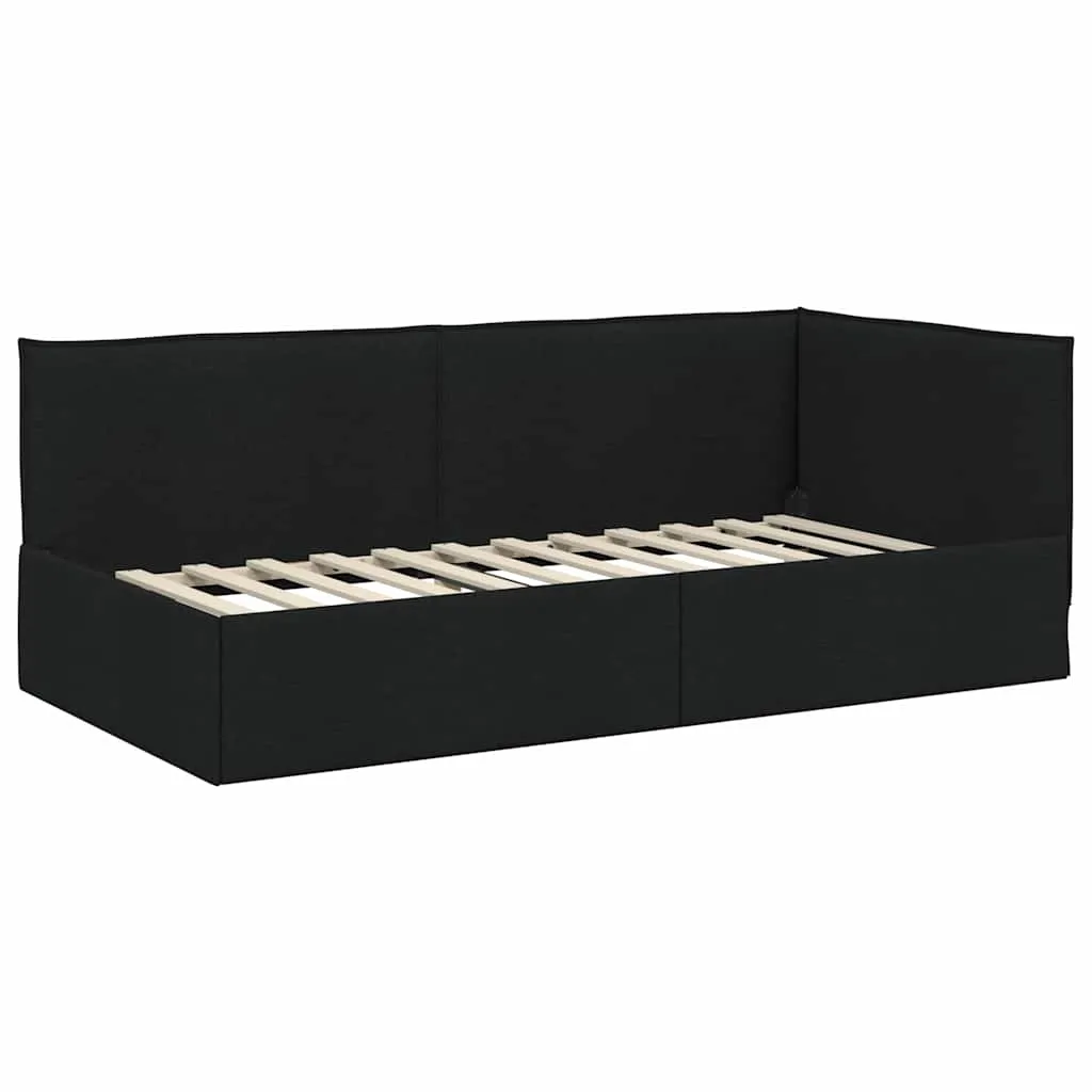 Eckbett mit Matratze 204 x 84 x 74 cm Schwarz