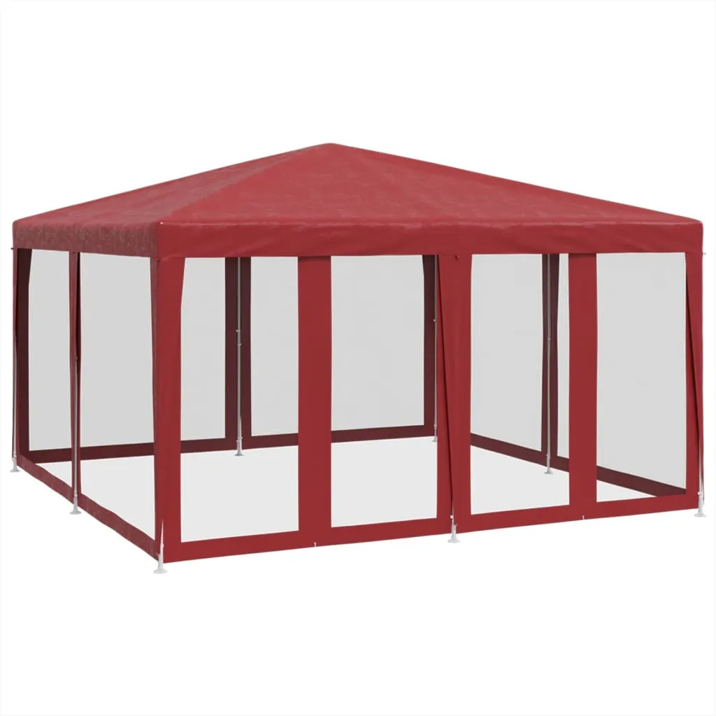Partyzelt 400x400x268 cm Rot mit wasserfestem HDPE-Dach und Eisengestell