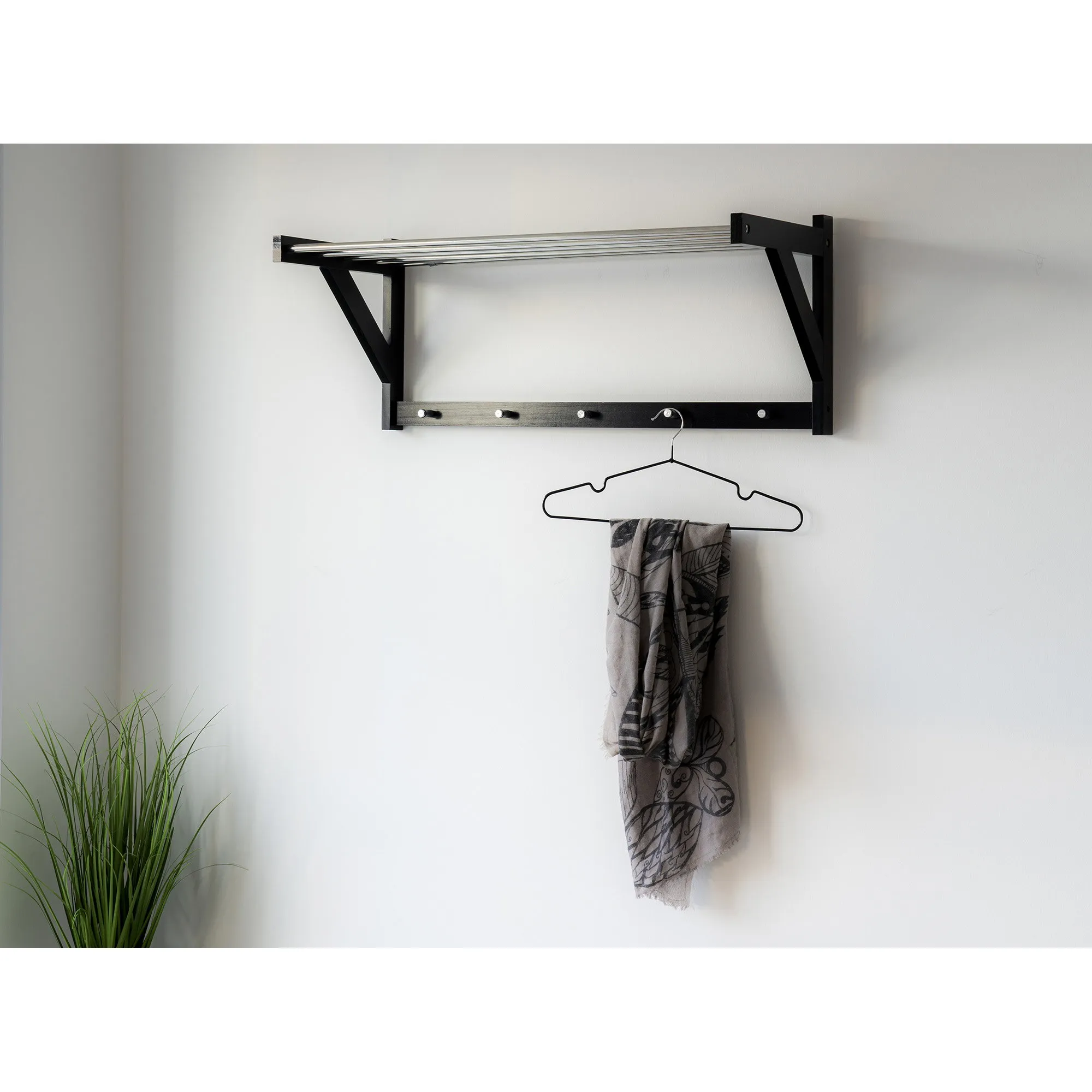 tinkaro Padova Hutregal Holz-Stahl 78x32x34 cm Schwarz