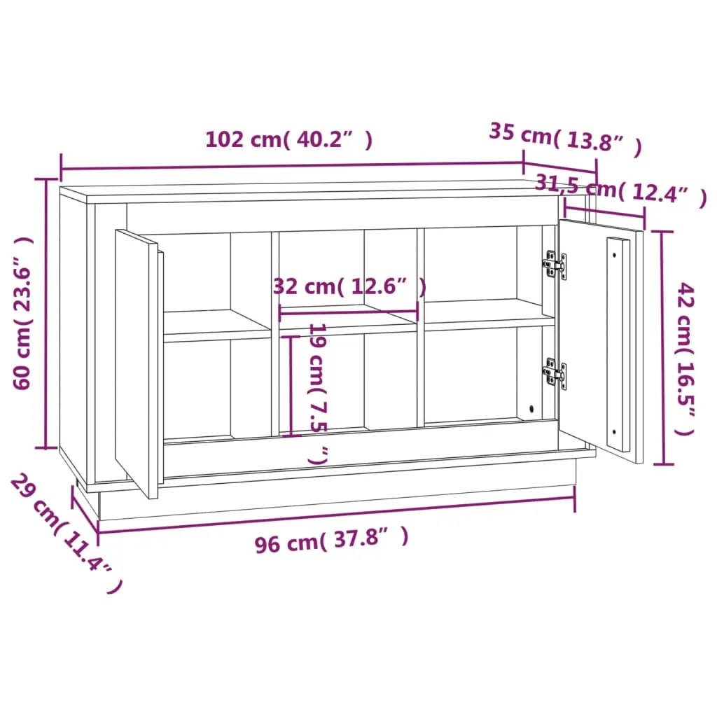 Sideboard Betongrau 102x35x60 cm Holzwerkstoff