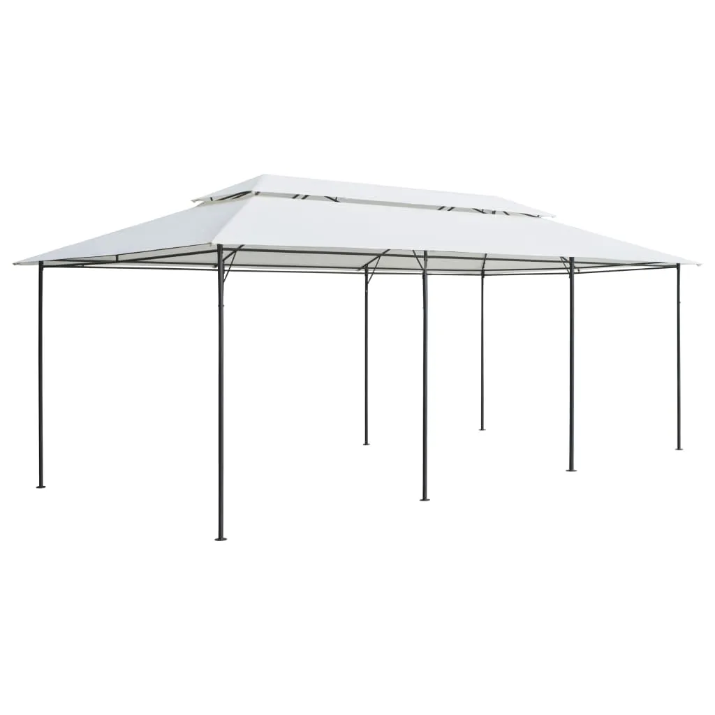 Moderner Gartenpavillon 600x298x270 cm Weiß mit Stahlrohrrahmen