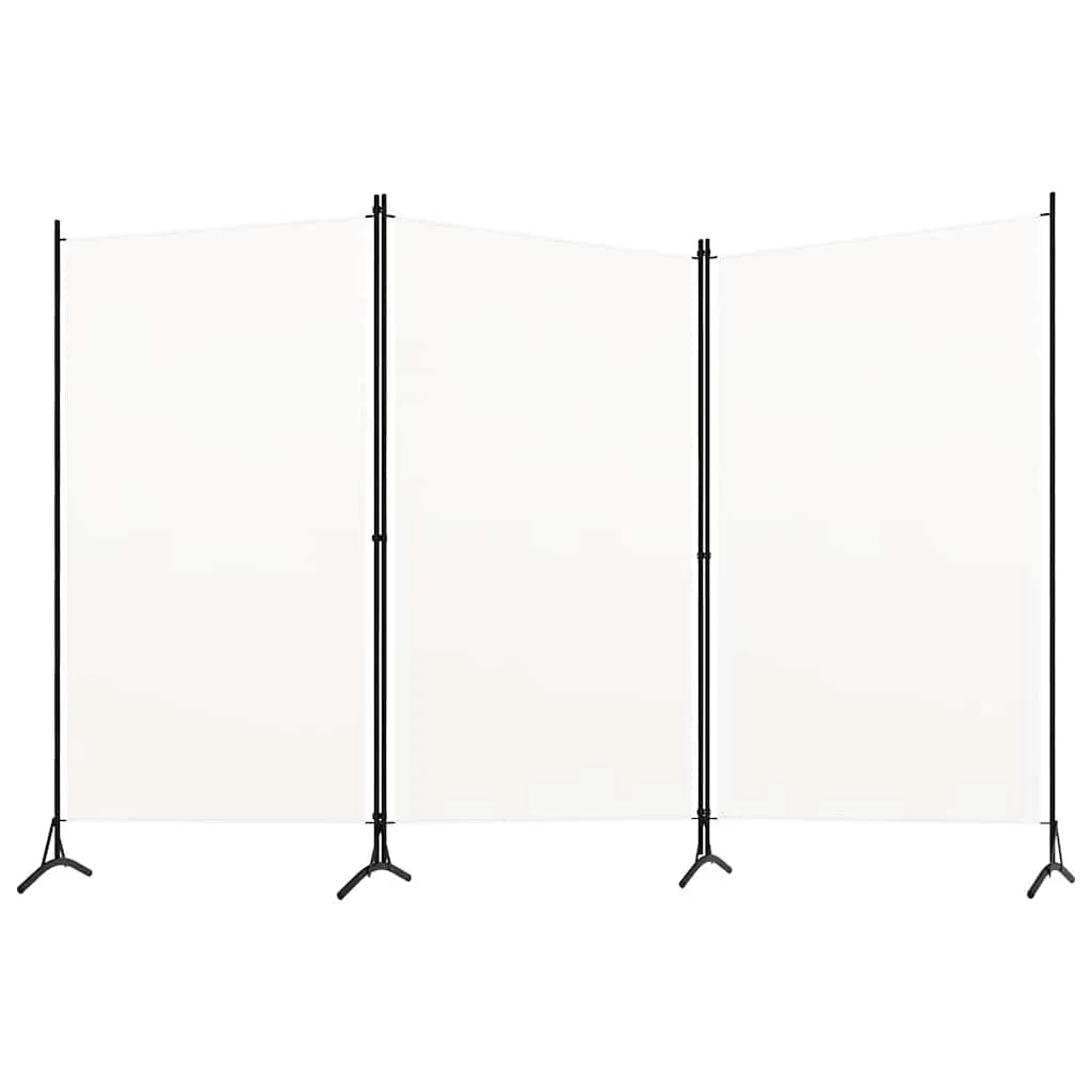 3-teilig Raumteiler Weiß 260x180 cm aus Stoff und Eisen