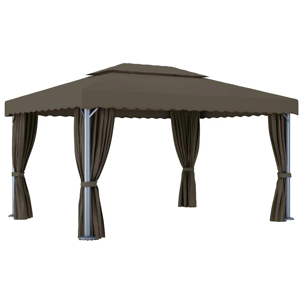 Pavillon 4x3 m Taupe mit Aluminiumgestell und Doppeldach