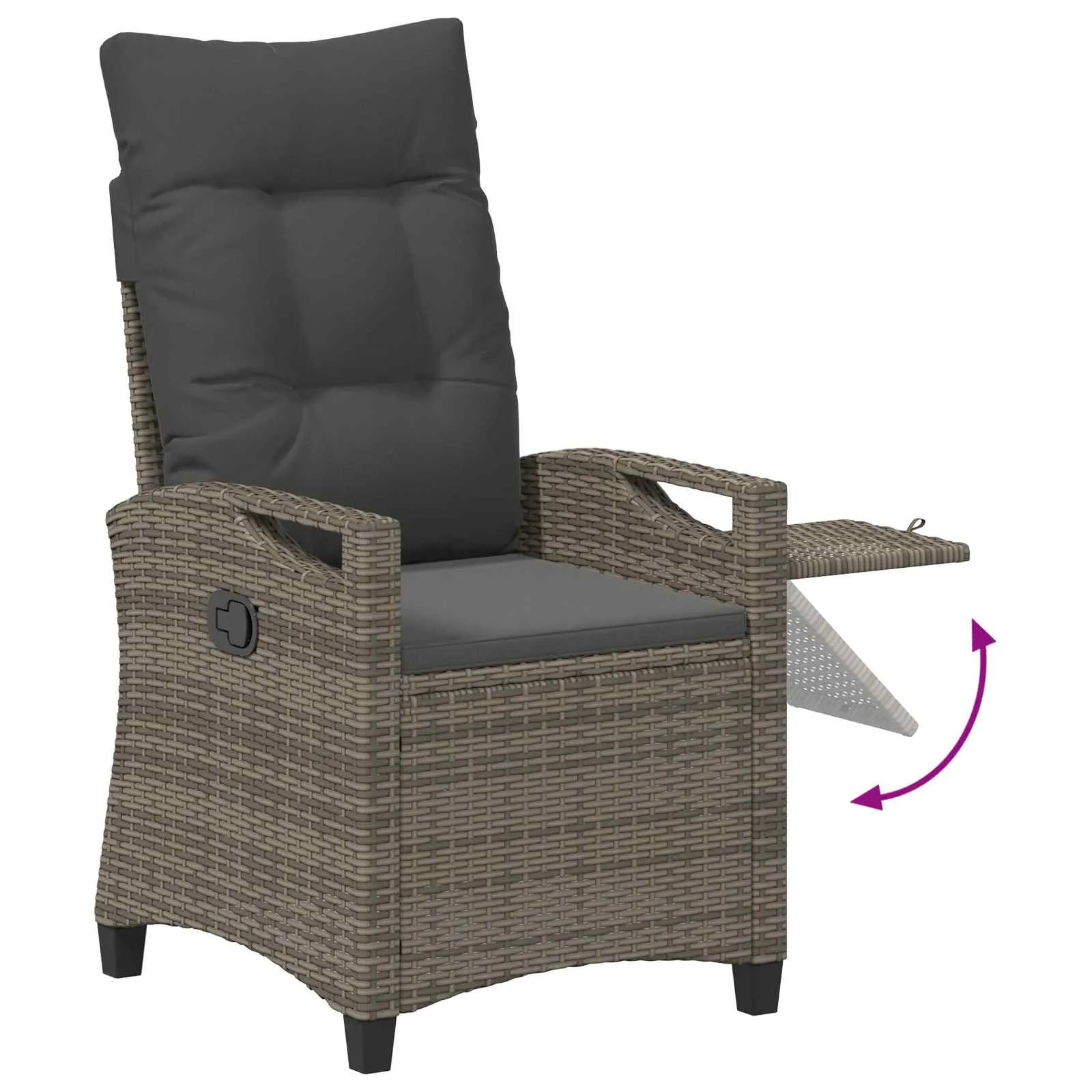 Verstellbarer Gartenstuhl mit Klapptisch 56x60x112 cm Grau
